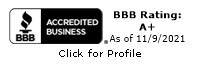 BBB accredited business BBB rating: A+ as of 11/9/2021 click for profile