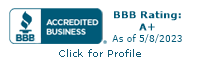 BBB | Accredited Business | BBB Rating: A+ | As of 5/8/2023 | Click for Profile
